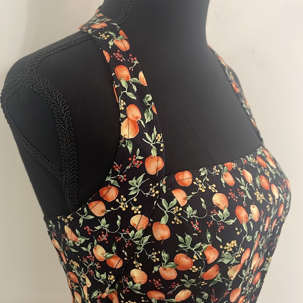 Vintage HALTER SUNDRESS sz small 4 peach novelty print